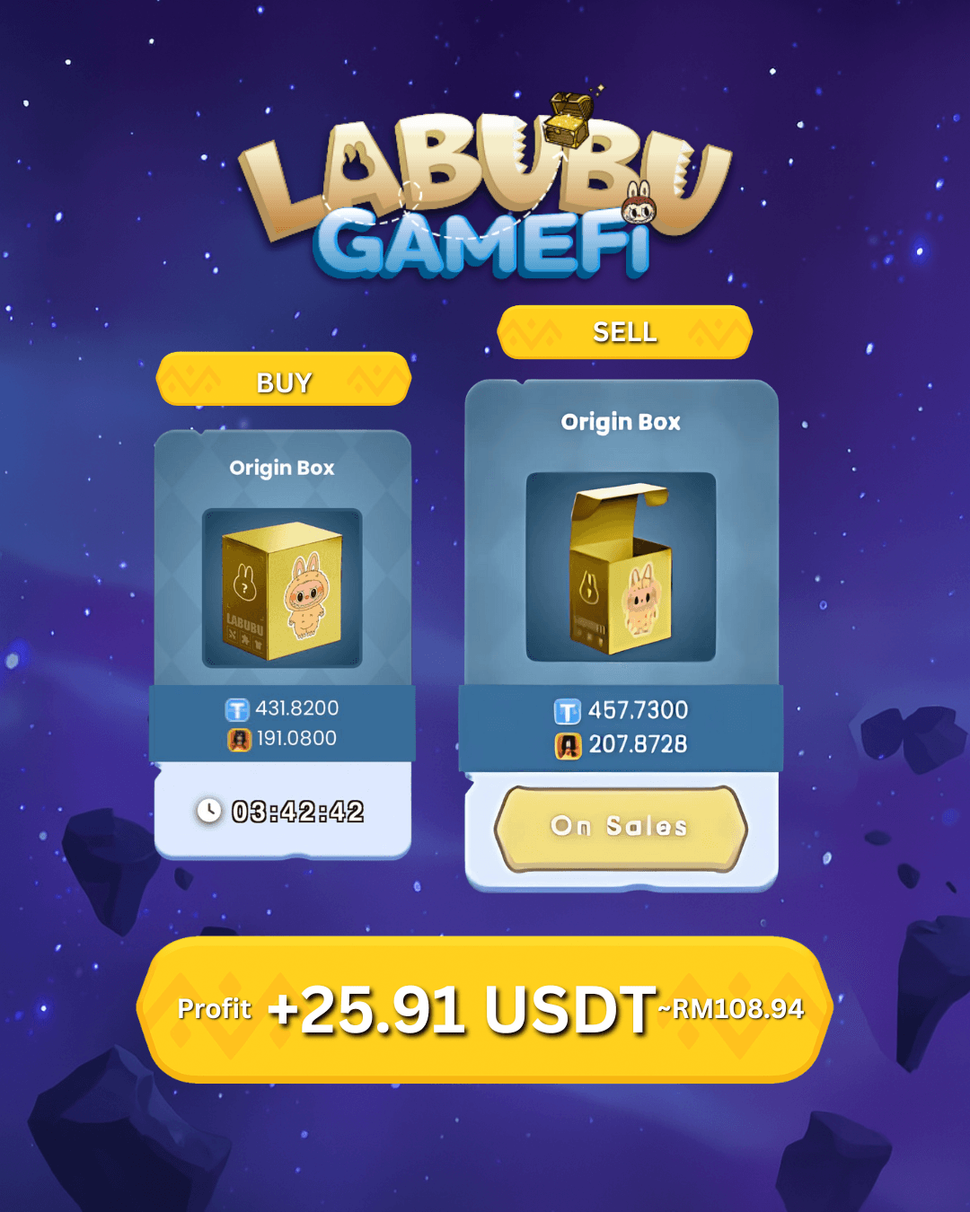 Example screenshot of purchase history, buy price, and sell price 2